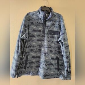 Duluth Trading Co. Doubleback Fleece Pullover Mountain Deer Print Large